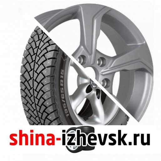 Колесо в сборе BF Goodrich G Force Stud 205/55 R16 Q 94 + RST R026 6.5xR16 5×114.3 ET46 DIA67.1 Глянцевый серебристый в Ижевске